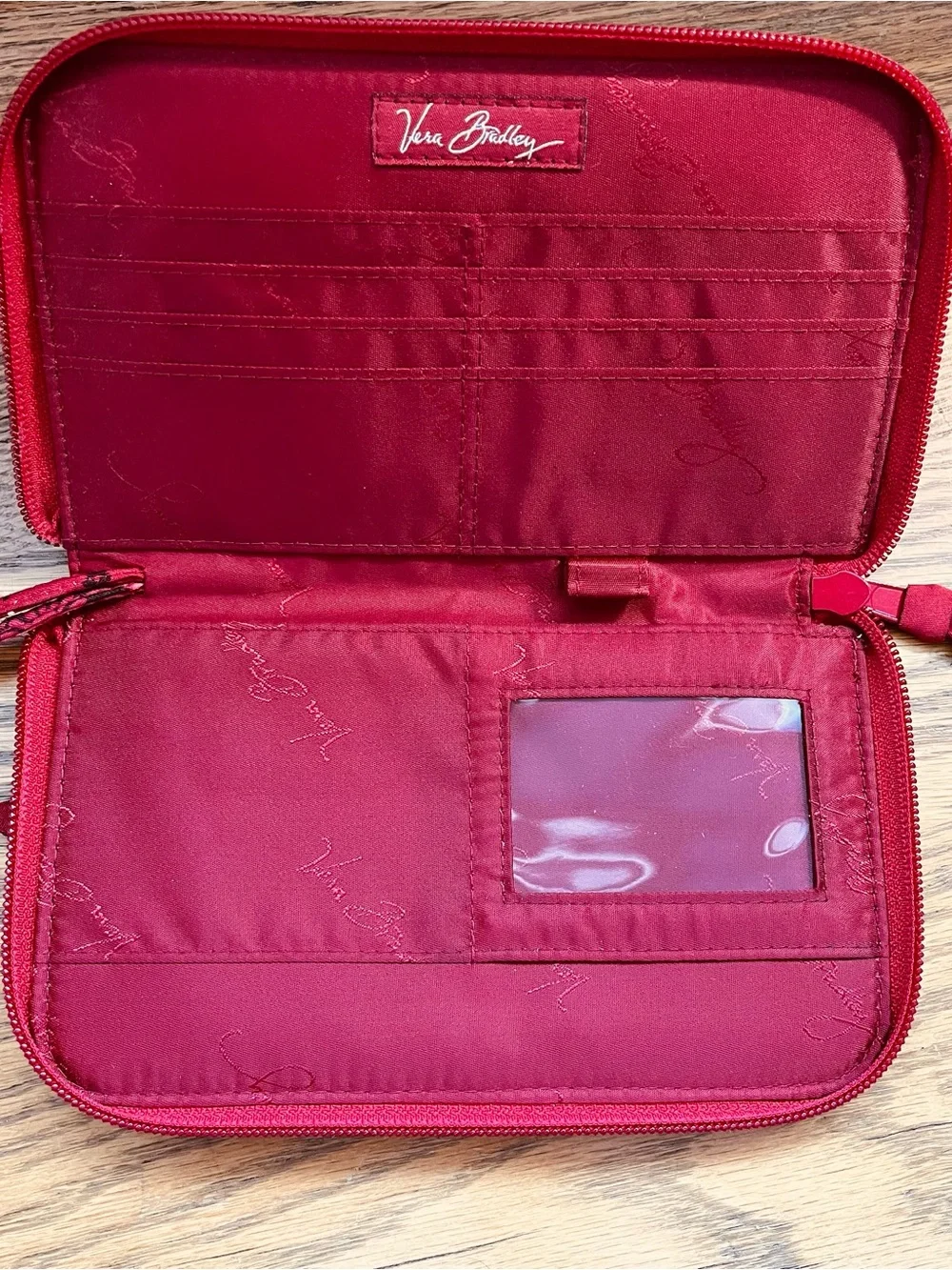 Vera Bradley Mesa Red Zip Around Wallet Paisley Retired 2006. Strap for wristlet - Picture 5 of 6